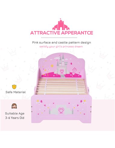 HOMCOM MDF Kids Castle Design Kids Single Bed Pink 311-015