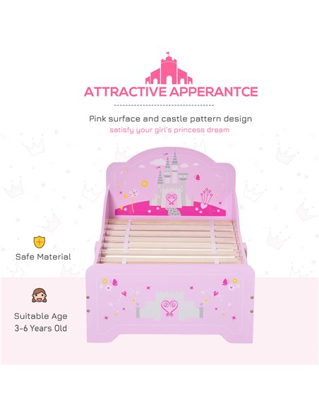 HOMCOM MDF Kids Castle Design Kids Single Bed Pink 311-015 - pic 68689 | FastDaddyshop