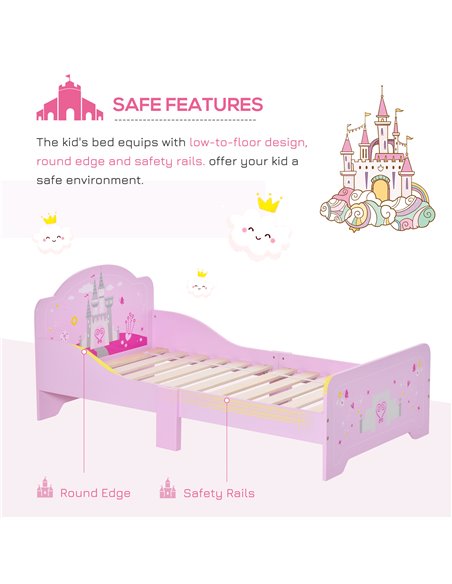 HOMCOM MDF Kids Castle Design Kids Single Bed Pink 311-015 - pic 68690 | FastDaddyshop