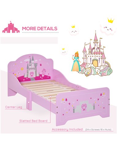 HOMCOM MDF Kids Castle Design Kids Single Bed Pink 311-015