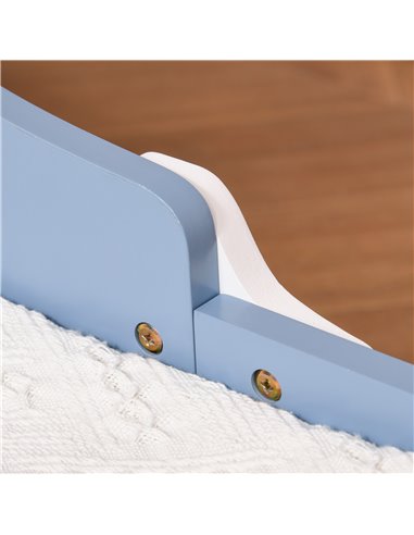 HOMCOM Kids Toddler Wooden Bed Round Edged with Guardrails Stars Image 143 x 74 x 59 cm Blue 311-021