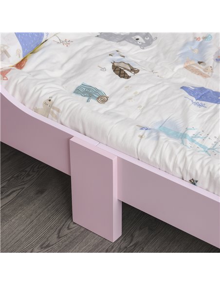 HOMCOM Kids Wooden Bed with Crown Modeling Safety Side Rails Easy to Clean Perfect Gift for Toddlers Girls Age 3 to 6 Years Old  - pic 68710 | FastDaddyshop