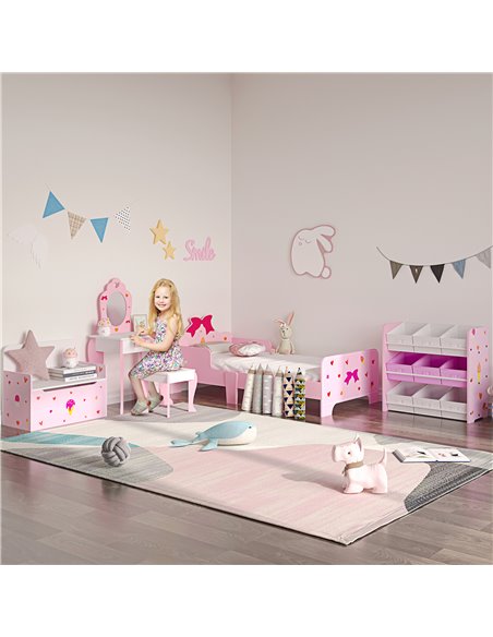 ZONEKIZ Princess-Themed Toddler Bed with Safety Side Rails and Slats, Cute Patterns, Kids Bedroom Furniture, Pink, 143 x 74 x 59 - pic 68723 | FastDaddyshop