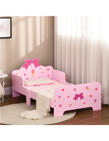 ZONEKIZ Princess-Themed Toddler Bed with Safety Side Rails and Slats, Cute Patterns, Kids Bedroom Furniture, Pink, 143 x 74 x 59 - pic 68728 | FastDaddyshop