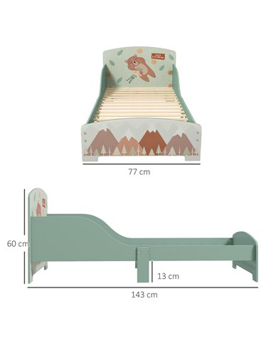 ZONEKIZ Toddler Bed Frame, Kids Bedroom Furniture for Ages 3-6 Years, Green 313-008V00GN
