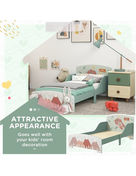 ZONEKIZ Toddler Bed Frame, Kids Bedroom Furniture for Ages 3-6 Years, Green 313-008V00GN - pic 68743 | FastDaddyshop