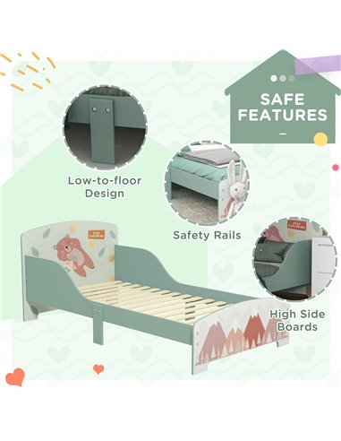 ZONEKIZ Toddler Bed Frame, Kids Bedroom Furniture for Ages 3-6 Years, Green 313-008V00GN