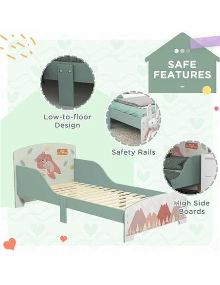 ZONEKIZ Toddler Bed Frame, Kids Bedroom Furniture for Ages 3-6 Years, Green 313-008V00GN - pic 68744 | FastDaddyshop