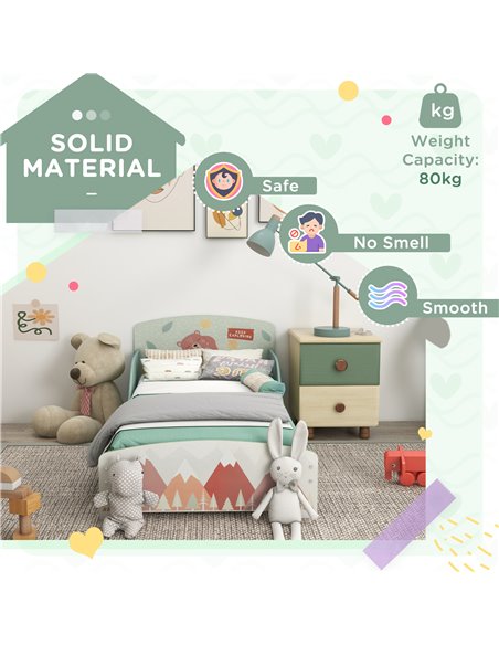 ZONEKIZ Toddler Bed Frame, Kids Bedroom Furniture for Ages 3-6 Years, Green 313-008V00GN - pic 68745 | FastDaddyshop