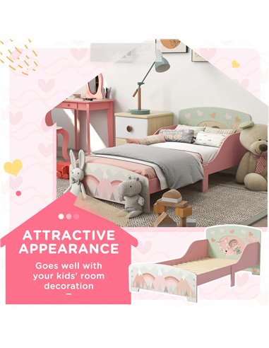 ZONEKIZ Toddler Bed Frame, Kids Bedroom Furniture for Ages 3-6 Years, Pink 313-008V00PK