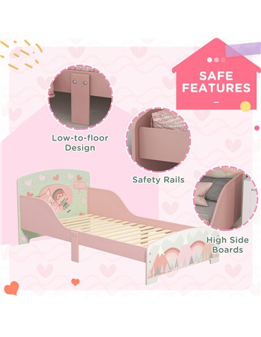 ZONEKIZ Toddler Bed Frame, Kids Bedroom Furniture for Ages 3-6 Years, Pink 313-008V00PK