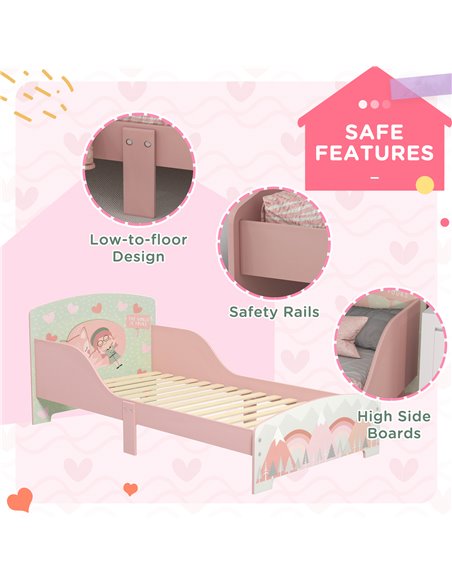 ZONEKIZ Toddler Bed Frame, Kids Bedroom Furniture for Ages 3-6 Years, Pink 313-008V00PK - pic 68753 | FastDaddyshop