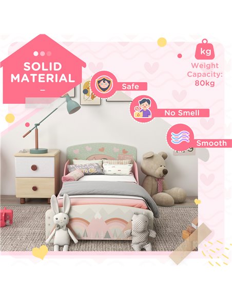 ZONEKIZ Toddler Bed Frame, Kids Bedroom Furniture for Ages 3-6 Years, Pink 313-008V00PK - pic 68754 | FastDaddyshop