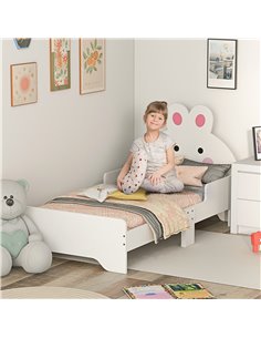 ZONEKIZ Toddler Rabbit Bed Frame, Safe & Sturdy Design, Perfect for Kids' Bedroom, Charming White 313-009V00WT 2