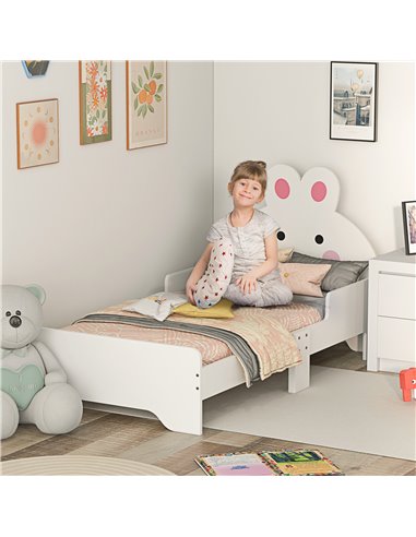 ZONEKIZ Toddler Rabbit Bed Frame, Safe & Sturdy Design, Perfect for Kids' Bedroom, Charming White 313-009V00WT