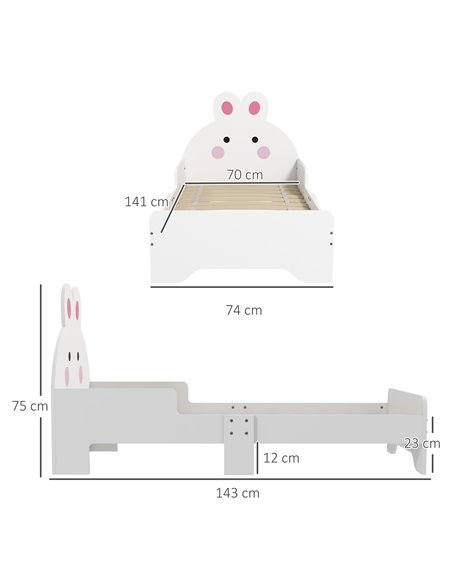 ZONEKIZ Toddler Rabbit Bed Frame, Safe & Sturdy Design, Perfect for Kids' Bedroom, Charming White 313-009V00WT - pic 68760 | FastDaddyshop