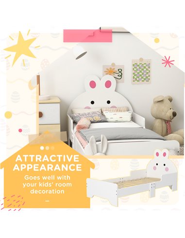 ZONEKIZ Toddler Rabbit Bed Frame, Safe & Sturdy Design, Perfect for Kids' Bedroom, Charming White 313-009V00WT