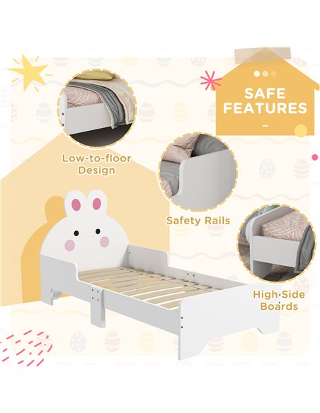 ZONEKIZ Toddler Rabbit Bed Frame, Safe & Sturdy Design, Perfect for Kids' Bedroom, Charming White 313-009V00WT - pic 68762 | FastDaddyshop