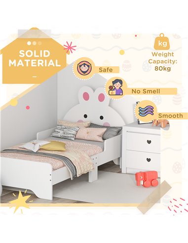 ZONEKIZ Toddler Rabbit Bed Frame, Safe & Sturdy Design, Perfect for Kids' Bedroom, Charming White 313-009V00WT
