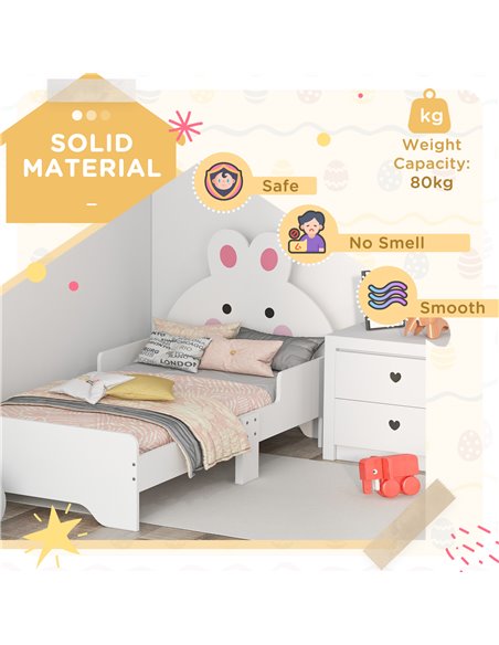 ZONEKIZ Toddler Rabbit Bed Frame, Safe & Sturdy Design, Perfect for Kids' Bedroom, Charming White 313-009V00WT - pic 68763 | FastDaddyshop