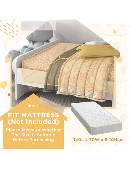 ZONEKIZ Toddler Rabbit Bed Frame, Safe & Sturdy Design, Perfect for Kids' Bedroom, Charming White 313-009V00WT - pic 68764 | FastDaddyshop