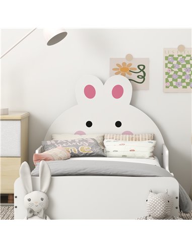 ZONEKIZ Toddler Rabbit Bed Frame, Safe & Sturdy Design, Perfect for Kids' Bedroom, Charming White 313-009V00WT