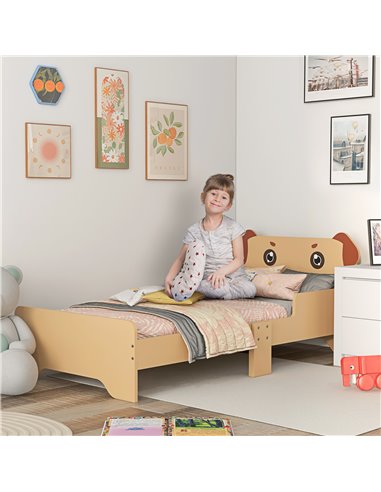 ZONEKIZ Kids Bed for 3-6 Years Old, Puppy-Themed Design, 143 x 74 x 58 cm, Yellow 313-014V00YL