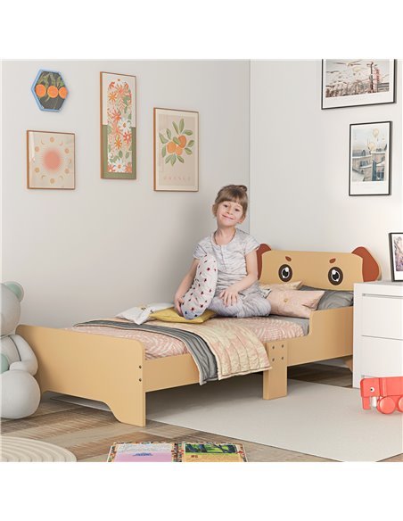 ZONEKIZ Kids Bed for 3-6 Years Old, Puppy-Themed Design, 143 x 74 x 58 cm, Yellow 313-014V00YL - pic 68768 | FastDaddyshop