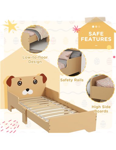 ZONEKIZ Kids Bed for 3-6 Years Old, Puppy-Themed Design, 143 x 74 x 58 cm, Yellow 313-014V00YL