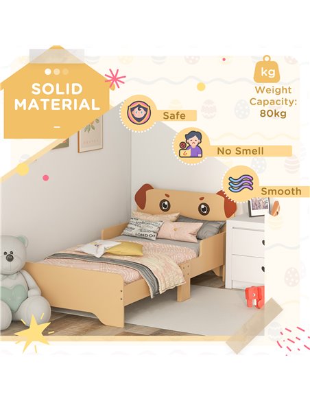 ZONEKIZ Kids Bed for 3-6 Years Old, Puppy-Themed Design, 143 x 74 x 58 cm, Yellow 313-014V00YL - pic 68772 | FastDaddyshop