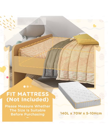 ZONEKIZ Kids Bed for 3-6 Years Old, Puppy-Themed Design, 143 x 74 x 58 cm, Yellow 313-014V00YL - pic 68773 | FastDaddyshop