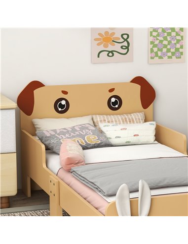 ZONEKIZ Kids Bed for 3-6 Years Old, Puppy-Themed Design, 143 x 74 x 58 cm, Yellow 313-014V00YL
