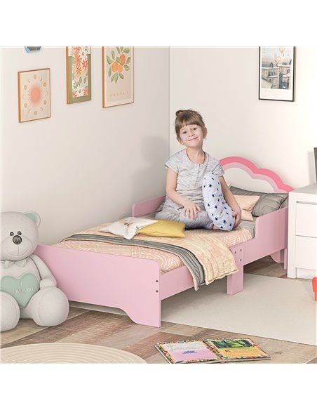 ZONEKIZ Toddler Bed Frame, Princess Bed for Kids, Cloud Design, 143 x 74 x 55 cm, Pink 313-013V00PK - pic 68777 | FastDaddyshop
