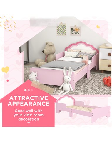 ZONEKIZ Toddler Bed Frame, Princess Bed for Kids, Cloud Design, 143 x 74 x 55 cm, Pink 313-013V00PK