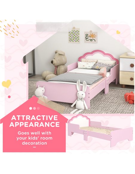 ZONEKIZ Toddler Bed Frame, Princess Bed for Kids, Cloud Design, 143 x 74 x 55 cm, Pink 313-013V00PK - pic 68779 | FastDaddyshop