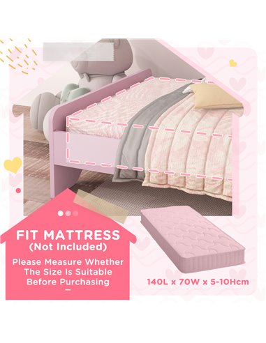 ZONEKIZ Toddler Bed Frame, Princess Bed for Kids, Cloud Design, 143 x 74 x 55 cm, Pink 313-013V00PK