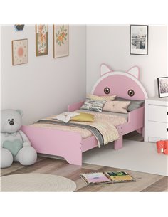 ZONEKIZ Bed for Kids Cat Design Toddler Bed Frame, Pink 313-012V00PK 2