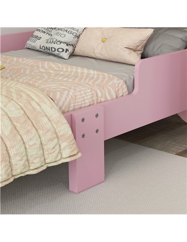 ZONEKIZ Bed for Kids Cat Design Toddler Bed Frame Bedroom Furniture with Guardrails, for 3-6 Years, 143L x 74W x 72Hcm - Pink 31