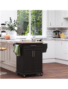 HOMCOM Kitchen Island, MDF, Stainless Steel Top-Black 801-055 2