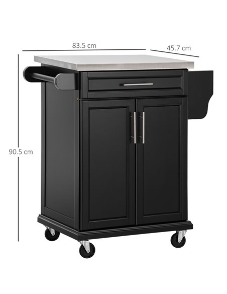 HOMCOM Kitchen Island, MDF, Stainless Steel Top-Black 801-055 - pic 68796 | FastDaddyshop