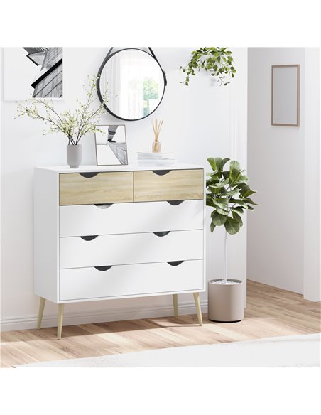 HOMCOM Chest of Drawers, 5 Drawer Dresser, Storage Organizer Side Cabinet for Bedroom, Living Room - pic 6880 | FastDaddyshop