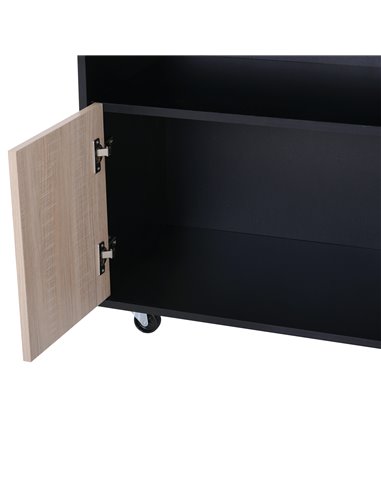 HOMCOM Rolling Kitchen Island, 76.5Wx40Dx82H cm-Oak/Black Colour 801-077