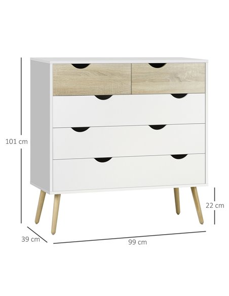 HOMCOM Chest of Drawers, 5 Drawer Dresser, Storage Organizer Side Cabinet for Bedroom, Living Room - pic 6881 | FastDaddyshop
