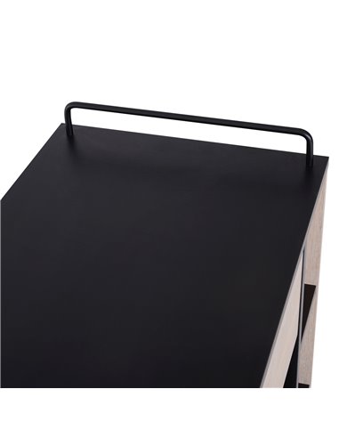 HOMCOM Rolling Kitchen Island, 76.5Wx40Dx82H cm-Oak/Black Colour 801-077