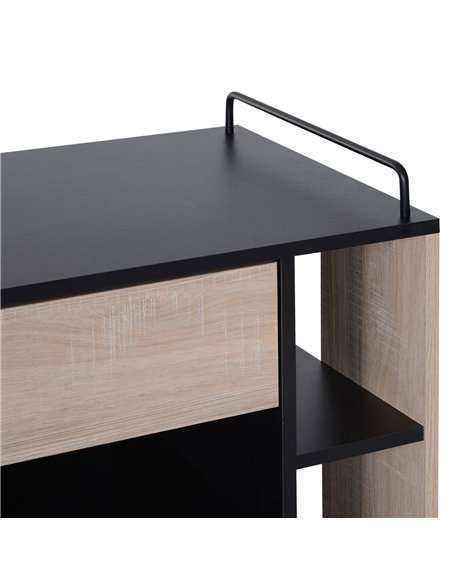 HOMCOM Rolling Kitchen Island, 76.5Wx40Dx82H cm-Oak/Black Colour 801-077 - pic 68811 | FastDaddyshop
