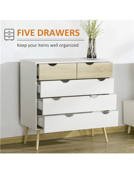 HOMCOM Chest of Drawers, 5 Drawer Dresser, Storage Organizer Side Cabinet for Bedroom, Living Room - pic 6882 | FastDaddyshop