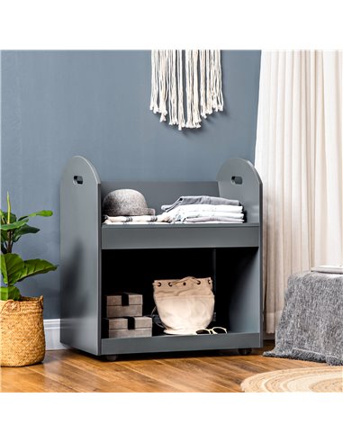 HOMCOM 2-Tier Storage Shelves, Kitchen Cart Shelf Unit with Wheels for Dining & Living Room, Home Study, Grey 838-278V00GY