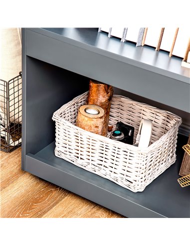 HOMCOM 2-Tier Storage Shelves, Kitchen Cart Shelf Unit with Wheels for Dining & Living Room, Home Study, Grey 838-278V00GY