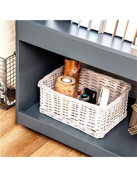 HOMCOM 2-Tier Storage Shelves, Kitchen Cart Shelf Unit with Wheels for Dining & Living Room, Home Study, Grey 838-278V00GY - pic 68829 | FastDaddyshop