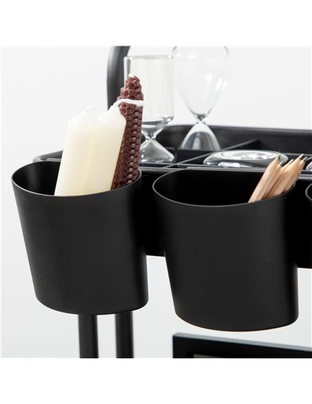 HOMCOM 3 Tier Utility Rolling Cart, Kitchen Cart with 3 Removable Mesh Baskets, 3 Hanging Box, 4 Hooks and Dividers for Living R - pic 68838 | FastDaddyshop